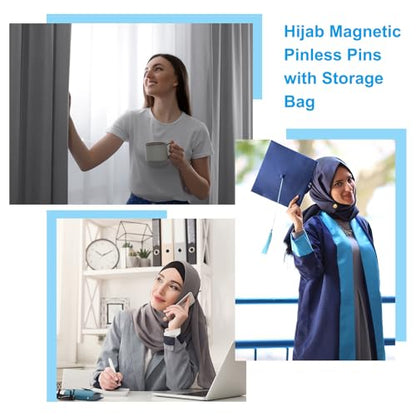 PATIKIL Hijab Magnetic Pinless Pins with Storage Bag - color: Brown/Blue