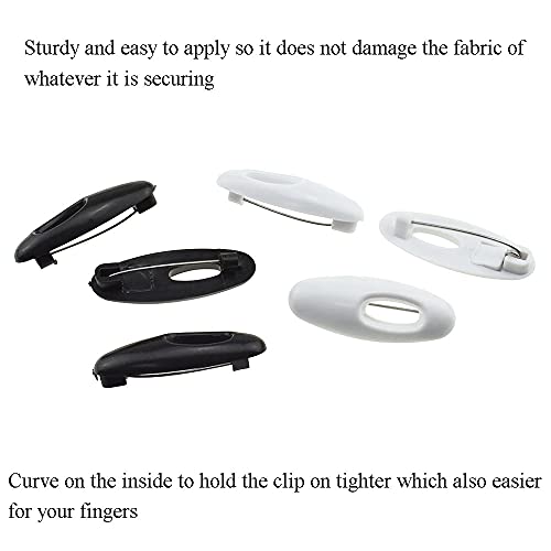 3.7cm Length Hijab Pins Smooth Surface Sharp Bear Force Prevent Ripping Reliable Clips Hold Sturdy Durable Plastic Safety Pins Black White 50 PCS for Muslim Saree Chiffon Scarf Jersey Blouses - size: BlackWhite-3.7cm 50Pcs