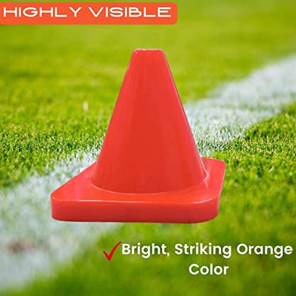 Versatyle Heavy Duty Agility Training Cones (2 in, 6 in, 9 in, 12 in, 28 in) for Sports, Kids Coaching, Multipurpose Field Marker Cones, Soccer, Basketball Drills, Bike, Motorcycle, Traffic Training - style: 6in, Orange