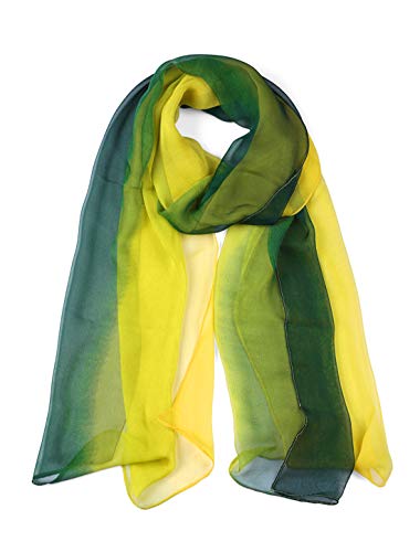 uxcell Women'sChiffon Sheer Long Scarf Silky Gradient Party - color: Green