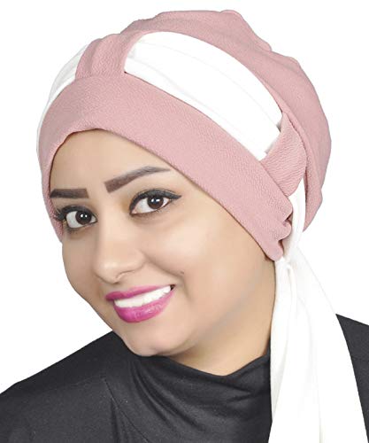 AL AMIRA Women's Stretch Turban Headwrap – Soft Spandex Blend Hijab Cap, Pre-Tied Head Cover, Vibrant Colors - color: Dusty Pink