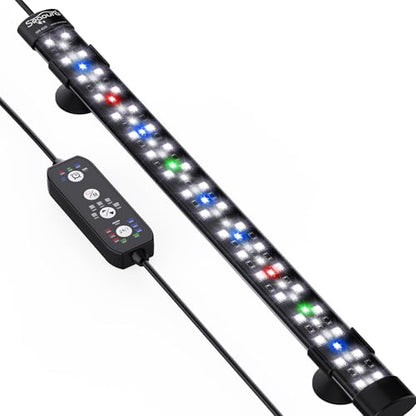 SEAOURA Submersible Aquarium Light for 16 to 27 Inch Fish Tank, 24/7 Cycle Fish Tank Light with Timer, Aquarium Plant Light with Full Spectrum+7 Single Colors, Auto On/Off, Adjustable Brightness - size: 15 Inch length