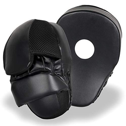 Curved Punching Mitts for Focused Hand Target Bag to Punch & Kickboxing, MMA Muay Thai Home Gym Training Pads for Men and Women - color: Classic Black