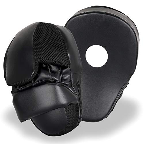 Curved Punching Mitts for Focused Hand Target Bag to Punch & Kickboxing, MMA Muay Thai Home Gym Training Pads for Men and Women - color: Classic Black
