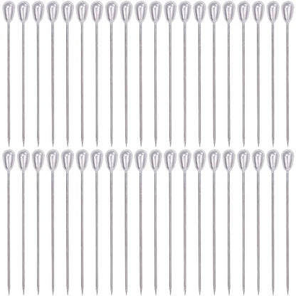 Shapenty Pearl Head Pins Teardrop Corsage Boutonniere Pins Straight Pins for Fabric Sewing Quilting Projects Jewelry Making Wedding DIY Craft Flower Decoration, 100PCS (55mm) - size: 55mm