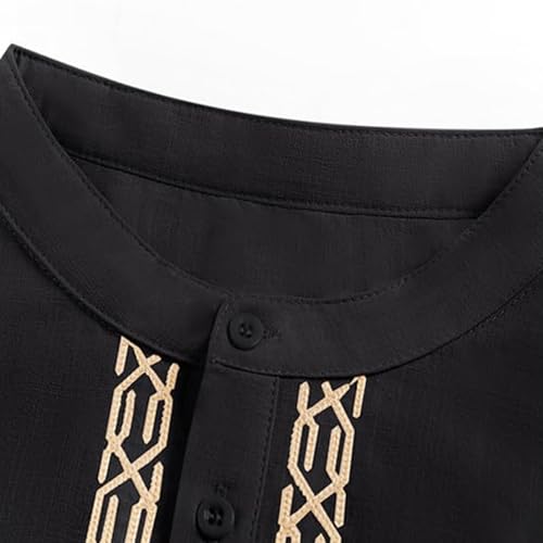 Men Islamic Caftan Thobe Big and Tall Breathable Prayer Clothes Saudi Arabic for Eid Home Casual Wear - color: Black, size: X-Large