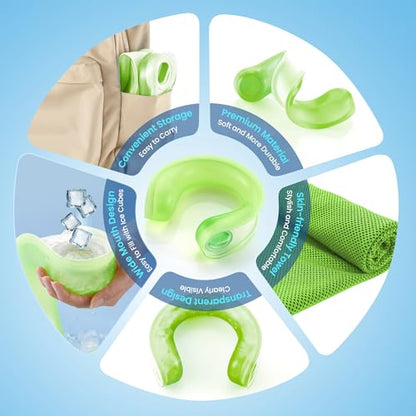 samply Reusable Ice Packs for Neck and Shoulder, Cold Compress, Relief of Pain, Swelling, Sprains, Office Pressure, Wearable Neck Cooler Towels of Cooling Wraps for Hot Weather,Mint Green - color: Mint Green