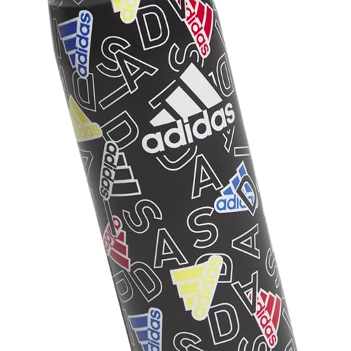 adidas Stainless Steel Metal Water Bottle 20 oz (600 mL) Straw Lid - color: Adi Comp Black/Black/White