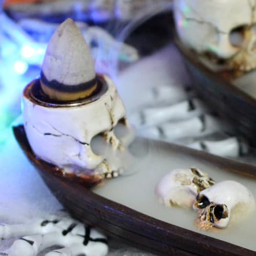 Incense Burner, backflow Incense Burner,Skeleton Ship Incense Holder,Hand-Carved Decorations,Cool Room Decorations, Awesome and Ideal Gifts, Brown - size: 6.6 inches