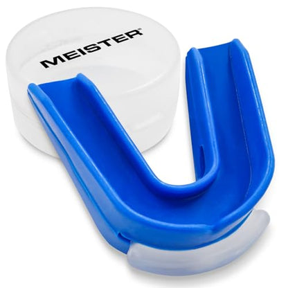 Meister Moldable Double Mouth Guard w/Case - Blue | Custom-fit design, upper and lower teeth protection for MMA, boxing and contact sports - color: Blue