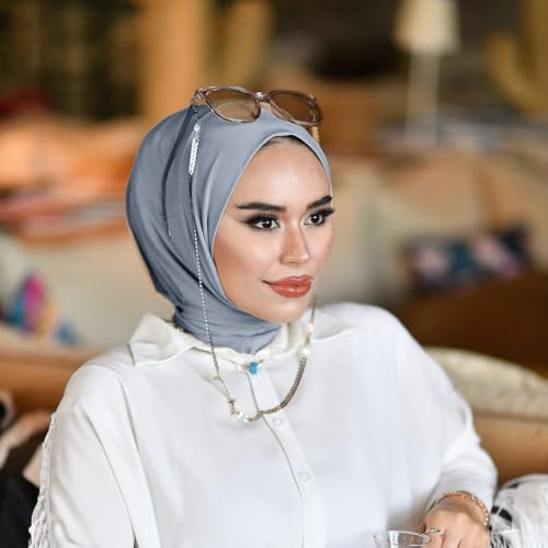 para life Snap Hijab for Women, Breathable Instant Hijabs|Standard Size Stretchable Cotton Sandy|Jersey Undercap - color: Grey