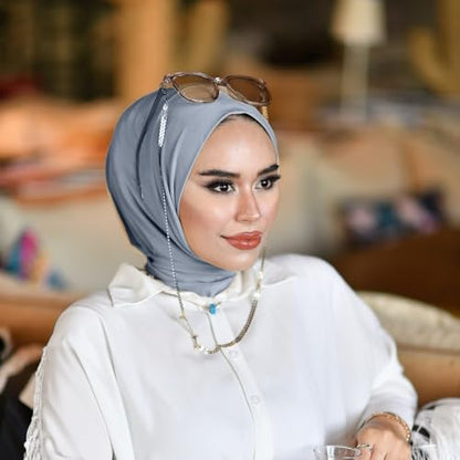 para life Snap Hijab for Women, Breathable Instant Hijabs|Standard Size Stretchable Cotton Sandy|Jersey Undercap - color: Grey