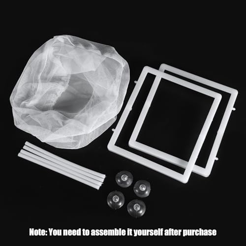 2pcs Fish Breeder Box for Aquarium, Plastic Mesh Fish Hatchery Tank with Suction Cups Fry Incubator Net for Guppy Clownfish Spawning & Juvenile Separation (White)