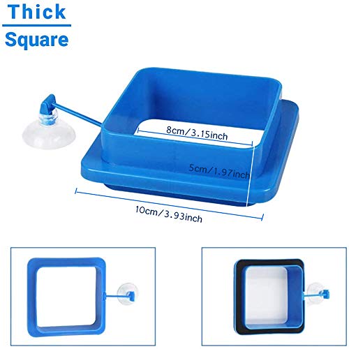 Fish Feeding Ring, Floating Food Feeder Thicken Square, Reduces Waste and Maintains Water Quality, for Flakes and Floating Fish Foods, for Guppy, Betta, - color: Blue Wide