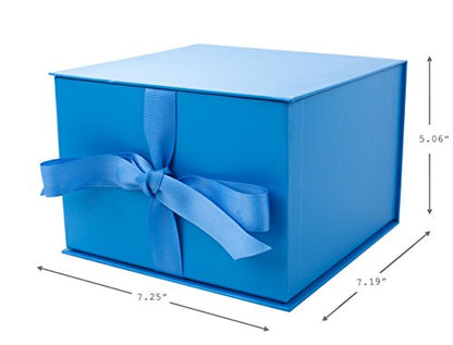 Hallmark Medium Gift Box with Lid and Shredded Paper Fill (Blue 7 inch Box) for Birthdays, Graduations, Anniversaries, Father's Day, Christmas, Valentine's Day, All Occasion - color: Blue, size: Pack of 1
