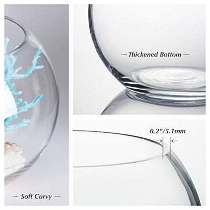 WGVI Bowl Glass Vase, Diameter 8", Height 6", Open Width 5", (Multiple Sizes Choices) Clear Bubble Planter Terrarium Fish Bowl for Wedding Event Home Decor, 1 Piece (VBW0008A) - size: 8"Dx6"H 1 Piece