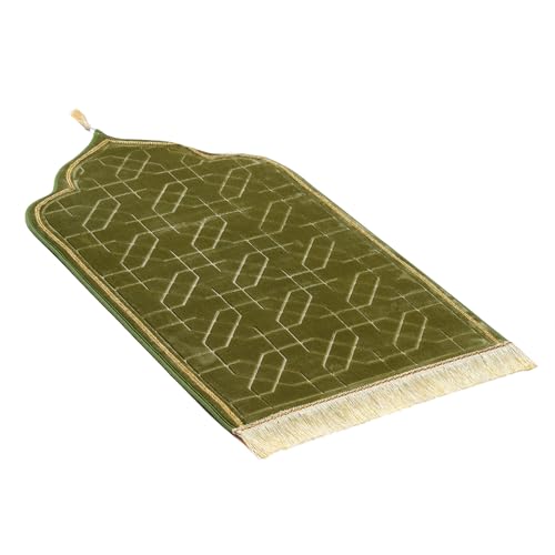 Muslim Prayer Mat for Ramadan Gifts - Thick Prayer Rug Sajadah for Kids Men Women Soft Islamic Prayer Rugs for Eid Travel Ramadan, Green - color: Green