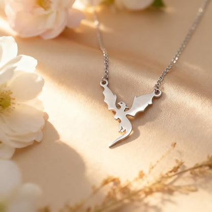 Dainty Silver Necklace for Women - Ankh Jesus Horse Celtic Cross Necklace for Women, Dainty Charm Spider Christian Gifts for Friends Sister Mom, Birthday, Christmas, Mother's Day, Graduation Gifts - style: Dragon