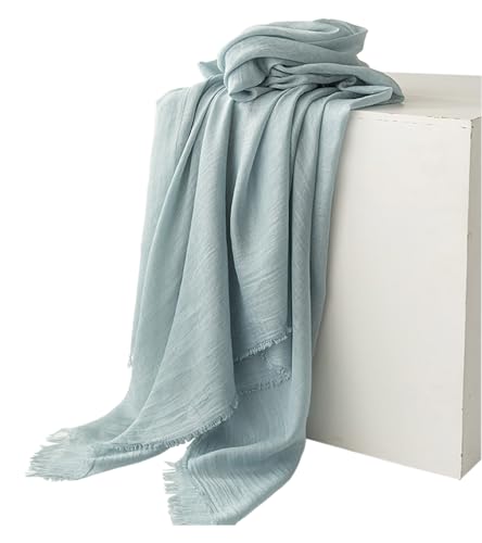 Women Summer Scarfs Large Long Lightweight Linen Beach Gauze Shawl Wrap 75”×40” - color: Grey Blue