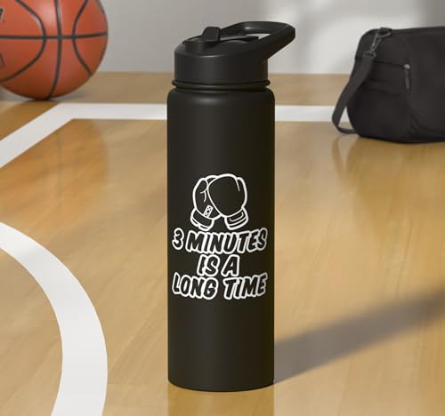 3 Minutes Is A Long Time Boxing Round Timer Training - Stainless Steel Insulated Water Bottle - color: Black