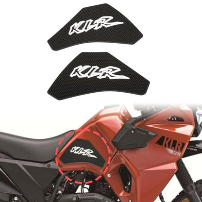 KLR650 Tank PAD Front Side Tank Pad Fuel Stickers Compatible with Klr650 2022-2025 3D Gel Tank Fuel Gip Decal KLR650 Sticker Pad (Black) - color: 144 Black