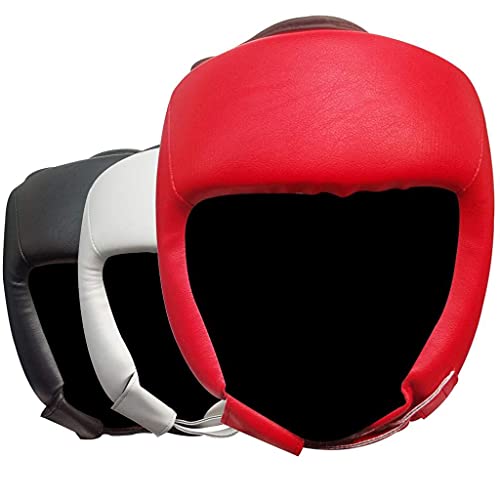Ultimate - Pro Training Head Guard - Open Face - Boxing MMA Muay Thai Training - color: Red, size: Small-Medium