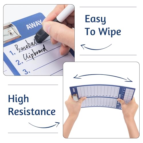 WISYOK Double-Sided Dry Erase Baseball Clipboard for Coaches, Baseball Coaching Lineup Board with Marker Blue - style: Baseball Blue