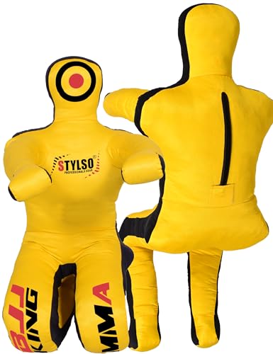 Grappling Dummy for Adults, Unfilled Wrestling Dummy, Hanging Jiu Jitsu Dummy for BJJ, MMA, Judo, Karate, Martial Arts - color: Yellow Sit, 6ft / 72 inches