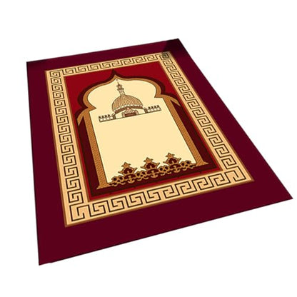 Muslim Prayer Rug Turkish Islamic Prayer Mat Thick Praying Carpet Janamaz Sajjadah Namaz Seccade Arabic Prayer Rug for Eid Ramadan - color: Red