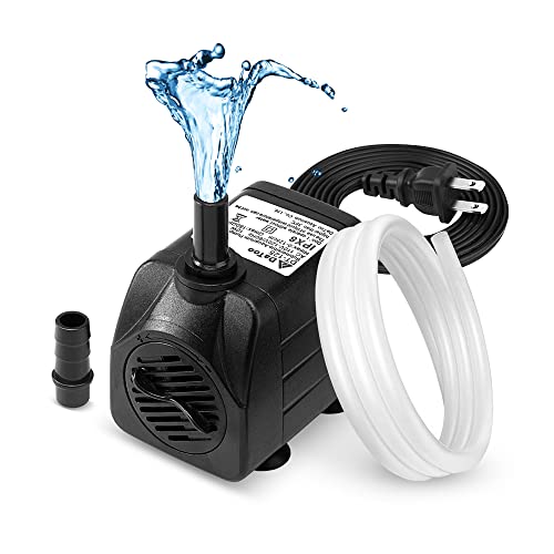 DaToo 160GPH 10W Submersible Water Pump Fountain Pump Ultra Quiet For Aquariums Fish Tank Pond Fountain Statuary Water Feature Hydroponics - size: 10W 160GPH (With 3.3ft Free Tubing)