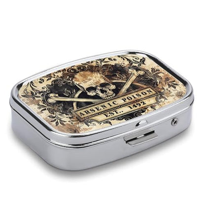 Metal 2 Compartment Pill Organizer Travel Friendly Portable Compact Pill Box Cute Pill Case to Hold Vitamins,Fish Oil,Supplements,Meds,Tablet for Purse,Pocket. (1492.) - color: 1492.
