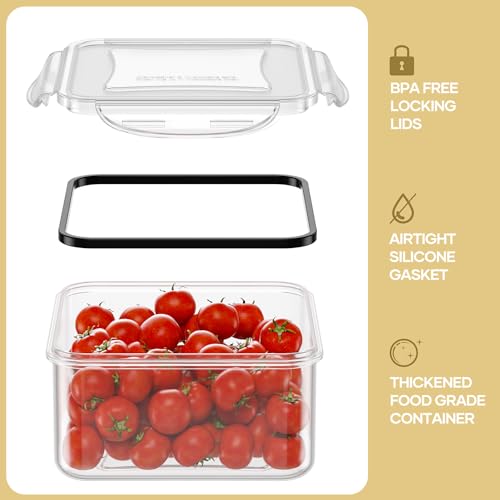 HOMETALL 50 Piece Food Storage Containers with Lids Airtight | 100% Leakproof Plastic Meal-Prep Containers Reusable(25 Containers & 25 Lids),Microwave and Dishwasher Safe - color: Pack of 25