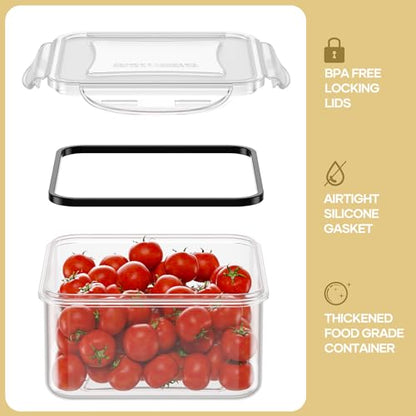 HOMETALL 50 Piece Food Storage Containers with Lids Airtight | 100% Leakproof Plastic Meal-Prep Containers Reusable(25 Containers & 25 Lids),Microwave and Dishwasher Safe - color: Pack of 25