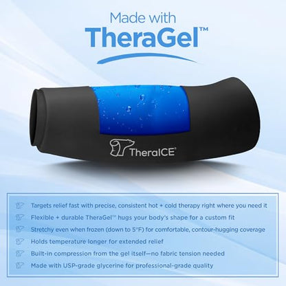 TheraICE Knee Ice Pack Wrap Compression Sleeve for Injuries, Reusable Gel Cold Packs Brace Also for Elbow, Ankle & Calf - Flexible Cold Wrap Recovery for Meniscus, ACL, MCL Pain Relief (L) - size: Large, style: Original