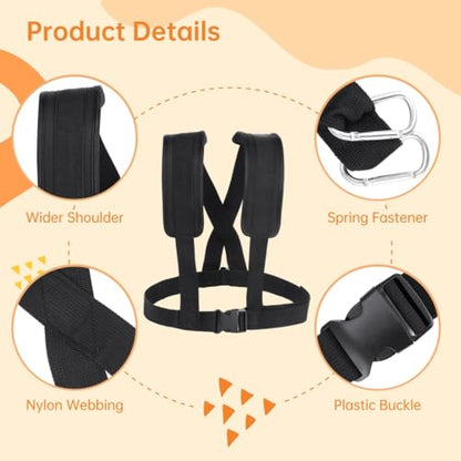Sled Harness for Exercise, Resistance Training Rope Kit for Physical Football Running, Tire Pulling Fitness Workout Assistance Trainer, Adjustable Padded Shoulder Strap