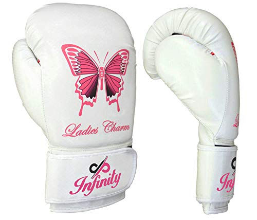 Womens Boxing Gloves Kids MMA Training Ladies Punching Mitts Girls Childrens - color: White ButterFly Boxing Gloves, size: 14Oz