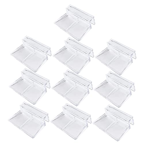 WOONEKY 10pcs Acrylic Fish Tank Support Clips Durable Aquarium Brackets for Glass Covers Safe for Fish and Pets for Open Tanks and Turtle Habitats