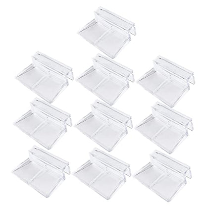 WOONEKY 10pcs Acrylic Fish Tank Support Clips Durable Aquarium Brackets for Glass Covers Safe for Fish and Pets for Open Tanks and Turtle Habitats