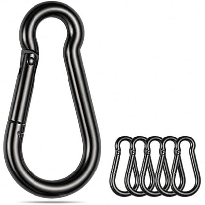 Stainless Steel Spring Snap Hook Carabiner - 304 Stainless Steel Caribeener Clips, Set of 6 - color: Black, size: 2.75 Inch