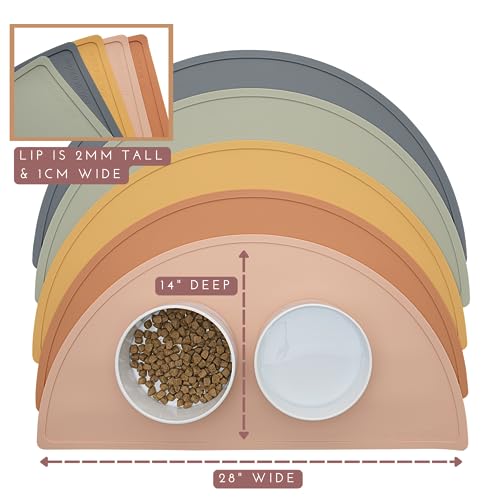 Should We Go? Waterproof Silicone Dog Food Mat – Large Size Non-Slip Pet Bowl Mat, Raised Edge Design, Easy-to-Clean Pet Food Placemat for Dog & Cat Bowls, 28" Across x 14" Deep - Honey - color: Honey, size: Large