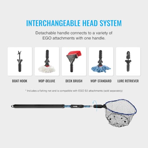 EGO S2 Kryptek Slider Fishing Net, Adjustable, Interchangeable Heads - size: Kryptek 29" to 60" Handle, 17" x 19" Hoop, style: Lightweight Non-tangle Rubber Mesh