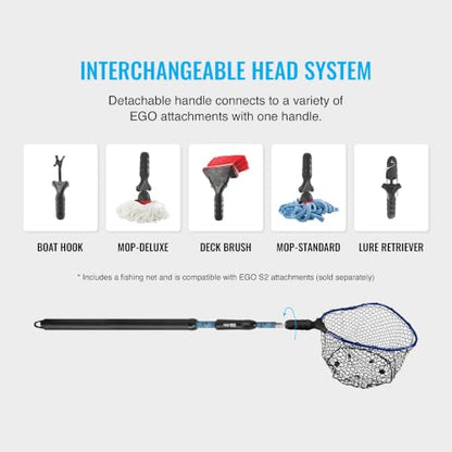 EGO S2 Kryptek Slider Fishing Net, Adjustable, Interchangeable Heads - size: Kryptek 29" to 60" Handle, 17" x 19" Hoop, style: Lightweight Non-tangle Rubber Mesh