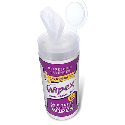 Wipex Original Fitness Equipment Wipes -EWG Verified - 50 Count Plant-Based No-Lint Cloth Gym Wipes for Workout Equipment, Yoga Mat Cleaner, Peloton Cleaner with Lavender Essential Oil & Vinegar, - size: 50 Count (Pack of 1)
