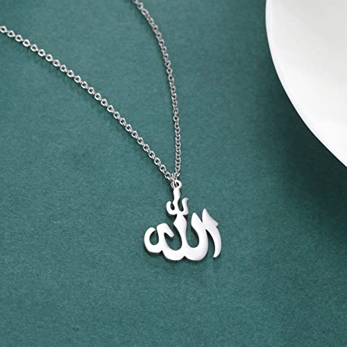 LIKGREAT Allah Necklace Stainless Steel Crescent Moon Allah Pendant Necklace Islamic Muslim Faith Jewelry for Eid Ramadan - style: s1