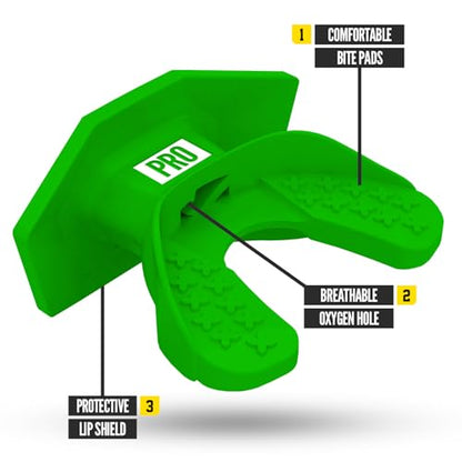 Nxtrnd One Pro Football Mouth Guard, Interchangeable Strap, Fits Adult & Youth (Green) - color: Green Pro