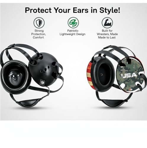 Wrestling Headgear with Ear Protection & Chin Cup Adjustable Lightweight Head Guard for Competition & Practice – Durable Protective Wrestling Ear Guard for Youth & Adult Athletes - color: USA Green Camo