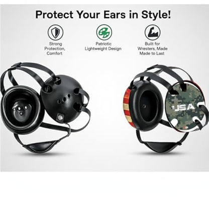 Wrestling Headgear with Ear Protection & Chin Cup Adjustable Lightweight Head Guard for Competition & Practice – Durable Protective Wrestling Ear Guard for Youth & Adult Athletes - color: USA Green Camo