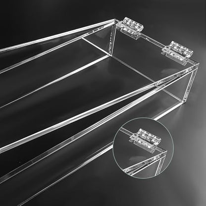 10 Pcs Self-Adhesive Clear Plastic Hinges 65x40mm Acrylic Small Hinges for Crafts Aquarium Lid Hinge Clear Foldable Hinge Tools for Cabinet Glass Furniture Display Stand