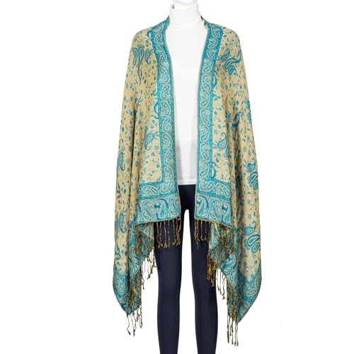 TUSHUSTY Pashmina Feel Shawls Wraps Rave Scarf for Women Soft Silky Reversible Men Scarves Hijab - color: Blue