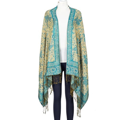TUSHUSTY Pashmina Feel Shawls Wraps Rave Scarf for Women Soft Silky Reversible Men Scarves Hijab - color: Blue